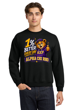 1% better every day Alpha Chi Rho - Crewneck