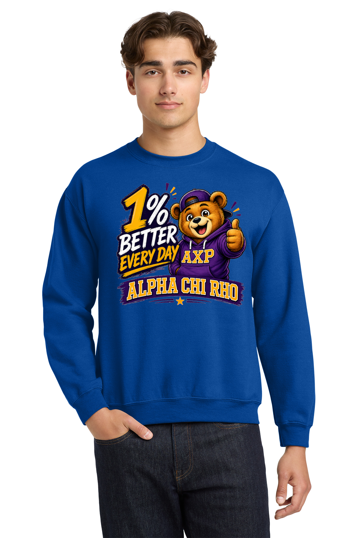 1% better every day Alpha Chi Rho - Crewneck