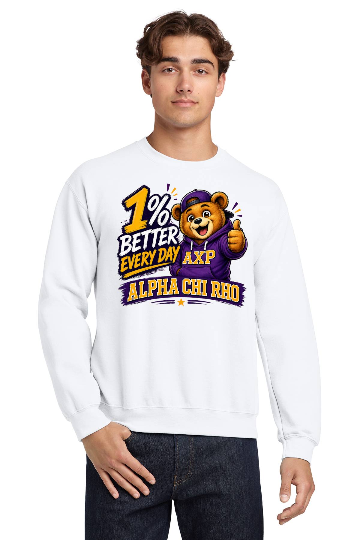 1% better every day Alpha Chi Rho - Crewneck